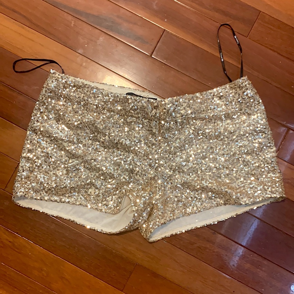 Sexy gold sequined shorts